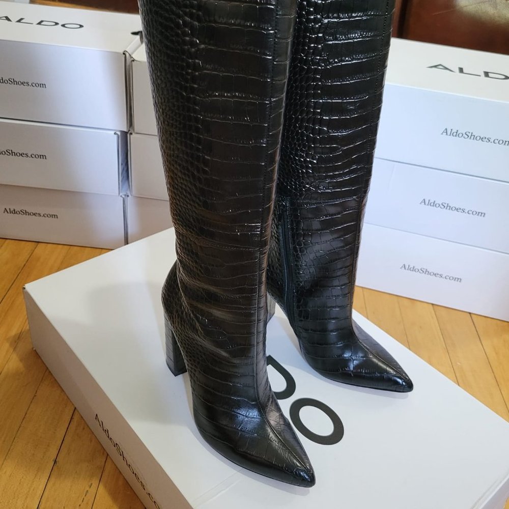 Aldo Ibilia in Black Leather Knee High Boots